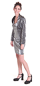 Iridescent Slip Dress with Flocked Shrug